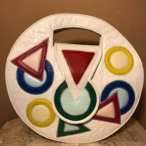 Vintage 80’s Geometric Round Leather Purse